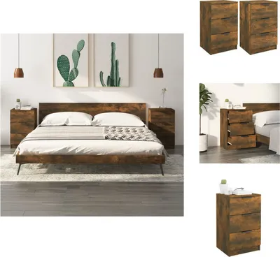 Produktbild von vidaXL Nachttische 2 Stk. Räuchereiche 40x36x65 cm -  Nachttische