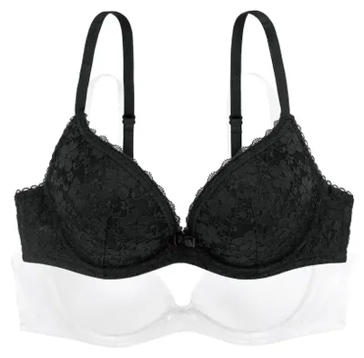 Immagine prodotto di Dorina Damen, reggiseno push-up, confezione da 2 – reggiseni con ferretto e coppe preformate, in pizzo