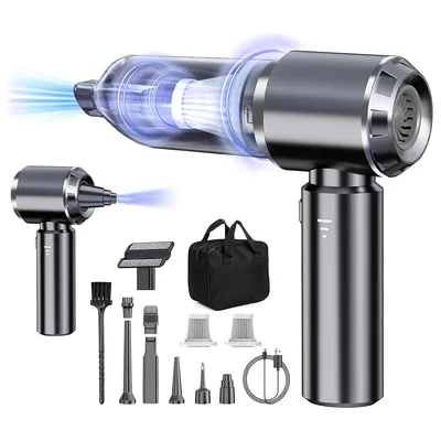 A collection of handheld vacuum cleaners and accessories are displayed against a white background.