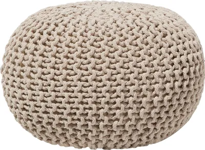 Produktbild von BELIANI Pouf béžový 100% bavlna kulatý Ø50 cm elegantní moderní