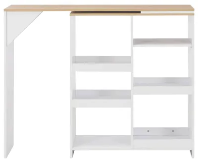 Obrázok produktu pre vidaXL Barový stôl s pohyblivou policou biely 138x39x110 cm