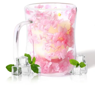Zdjęcie produktu dla Dwuszykowa kubek z motywem kwiatowym, 400 ml, szklany, dla kobiet