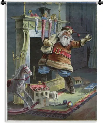 Produktbild von MuchoWow® Wandteppich Wandbehang Retro-Weihnachtsmann - Weihnachten 150x200 cm Tapisserie Dekoration Wandtuch - Wandaufhängung - Moderner