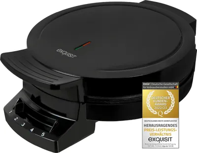 Produktbild von Exquisit WE 3101 sw Waffeleisen| Anti-haft Beschichtung | Herzform | schwarz