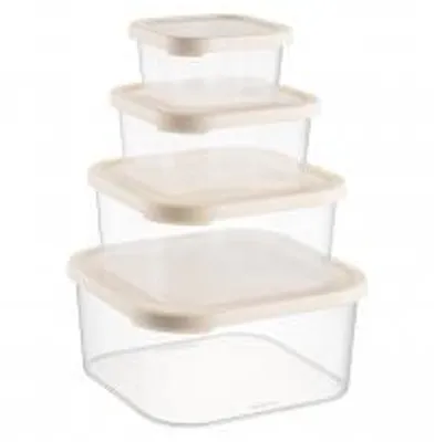 Immagine prodotto di H&H Set 4 Contenitori Easyset Quadrati Beige