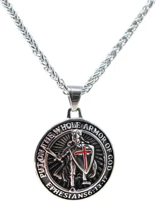 Produktbild von Lederkette Edelstahl 316 KREUZRITTER AMULETT 50 cm Edelstahlkette