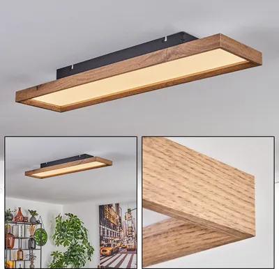 Produktbild von Pudiano Deckenleuchte aus Metall/MDF/Kunststoff in Schwarz/Holzoptik/Weiß
