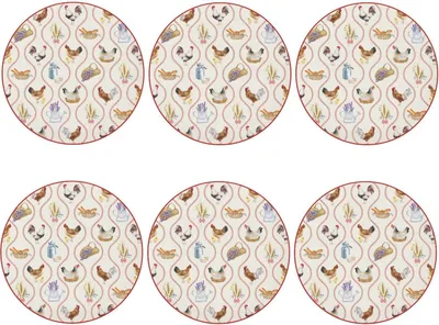 Produktbild von 6er Set Kuchenteller COUNTRY LIFE Motiv 2 D. 19cm weiß bunt Porzellan Easy Life