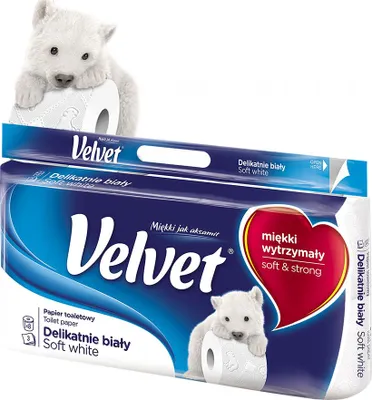 Zdjęcie produktu dla Papier Toaletowy Velvet Delikatnie Biały - 8 Rolek