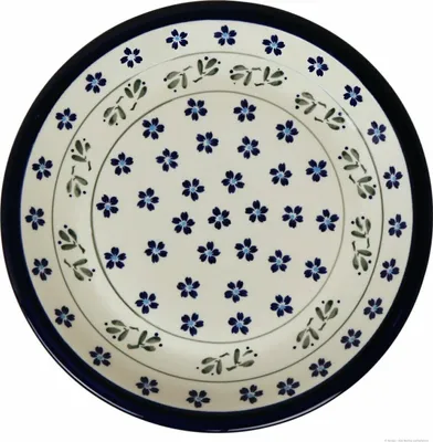 Produktbild von Bunzlauer Keramik Teller – flacher Essteller  Speiseteller Ø 24 cm – spülmaschinenfest, robust & langlebig ,Dekor 163a