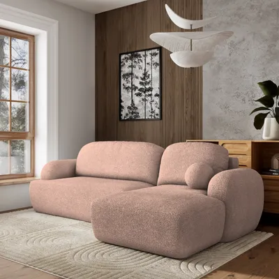 Produktbild von Masseno Ecksofa MODENZA N R-S mit Schlaffunktion L-Form, Sofa mit Bettkasten, Wohnzimmersofa, Couch, Soffa, Bettsofa, Couchgarnitur- Rosa, NOW OR NEVER 61