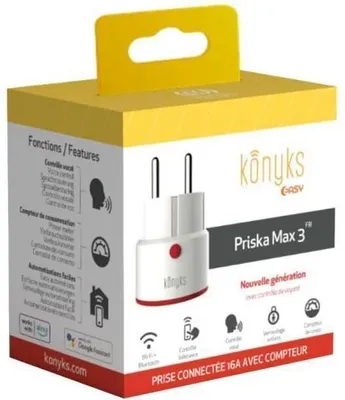 Immagine prodotto di Presa intelligente, Konyks Priska Max 3 FR, WLAN Bluetooth, 16A, monitoraggio del consumo energetico, compatibile con Alexa Google Home, uso interno