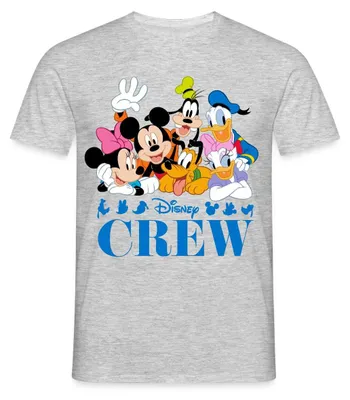 Produktbild von Mickey & Minnie Pluto Goofy Daisy Donald Crew Männer T-Shirt, L, Grau meliert