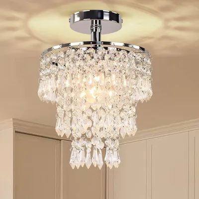 Produktbild von Deckenleuchten,Kronleuchter,200*290mm Kristall Deckenleuchte für Wohnzimmer,Deckenlampe,E14,Leuchtmittel nicht enthalten,Erfordert Selbstmontage