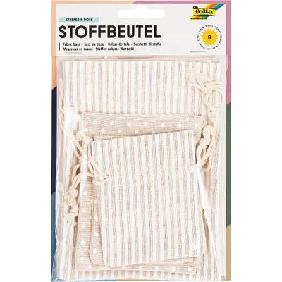 Produktbild von Folia 64102, Geschenkverpackungstasche, Beige, Weiß, Muster, Baumwolle, Polyester, 6 Stück(e)