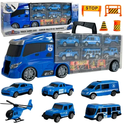 Produktbild von Woopie Truck Transporter Set 3in1 Blaue Polizei