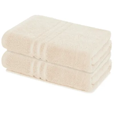 Zdjęcie produktu dla Zestaw 2 ręczników do sauny Lavea®, 80x200 cm, 100% bawełna – duży ręcznik do sauny dla kobiet i mężczyzn, bardzo chłonny, miękki – kolor kremowy