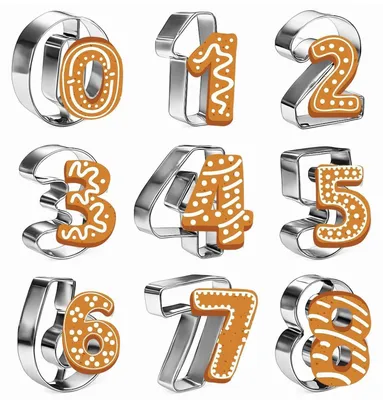 Produktbild von Zahlen-Ausstechformen-Set 0-8 Edelstahl 9 Stück 5 cm