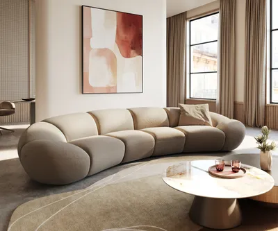Produktbild von DELIFE Big-Sofa Lunna 360x175 cm Fein Bouclé Taupe 2 Kissen