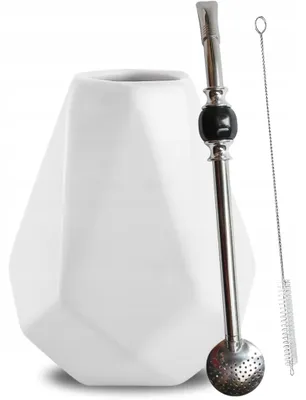 Image de Kit de démarrage pour yerba mate : gourde en céramique DIAMENT + bombilla - Noir