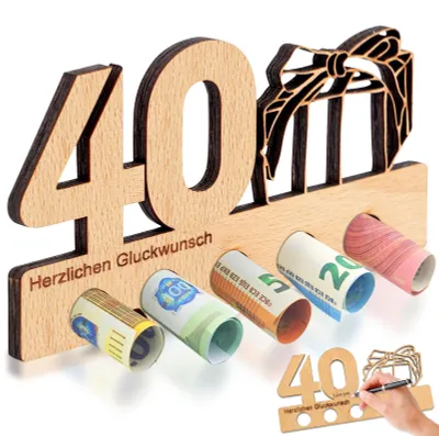 Produktbild von Geldgeschenk aus Holz zum 40. Geburtstag
