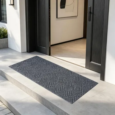 Deurmat 40x120 cm, antislip, wasbaar, Rautmuster, grau