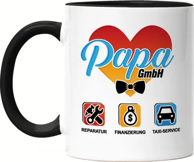 Produktbild von Papa GmbH Tasse Schwarz Reparatur Finanzierung Taxi-Service Lustiges Vatertagsgeschenk