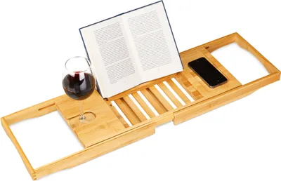 Produktbild von relaxdays Badewannenablage Bambus verstellbar