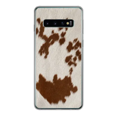 Produktbild von MuchoWow® Handyhülle Schutzhülle Hülle für Samsung Galaxy S10 Rindsleder mit rot-orangen Tupfen Silikon Softcase Handy Hülle - Handytasche