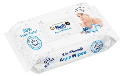 Productafbeelding van Fresh Baby Aqua Wipes, vochtige doekjes, 60 stuks