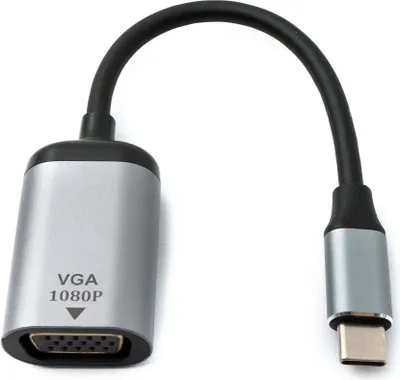 Produktbild von SYSTEM-S VGA Kabel 19 cm Buchse zu USB 3.1 Typ C Stecker in Grau