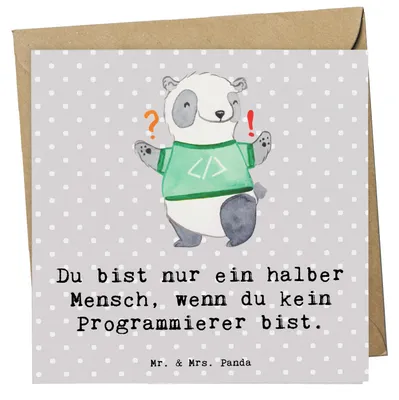 Produktbild von Mr. & Mrs. Panda Grußkarte Programmierer Herz - Grau Pastell - Geschenk, Softwareingenieur, anlasskarte, Softwarentwickler, doppelkarte, Klappkarte, Glückwunschkarte