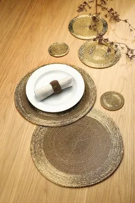 Image de Gilde Glas 4er Set Serviettenringe gold - Ring=3x5cm (Durchmesser innen 4cm) L= 11 cm B= 11 cm H= 3cm cm