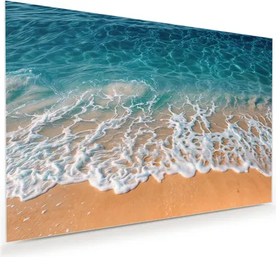 Produktbild von Glasbild 120x80cm in XXL für Wohnzimmer, Schlafzimmer Motiv Strand und Wellen