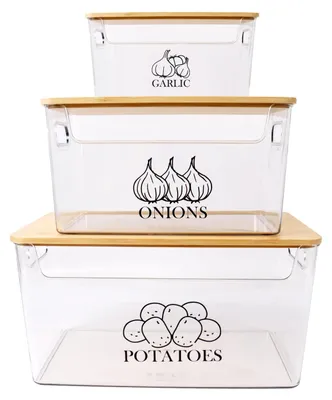Produktbild von 3-teilige Kartoffelaufbewahrungsbox Set - Ideal für Kartoffeln, Zwiebeln und Knoblauch