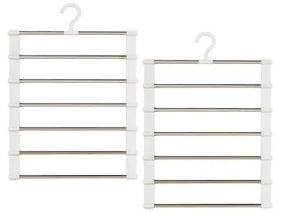 Klappbarer Hosenbügel aus Edelstahl, 2 Stück, 7-in-1