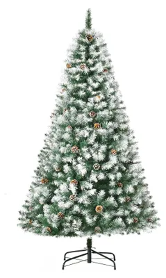Immagine prodotto di Albero di Natale Artificiale Innevato 180 cm 800 Rami con Pigne Apertura Automatica Verde