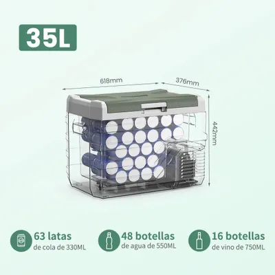 Produktbild von Autokühlschrank – Kompressor-Kühlschrank für Camping – Tragbar mit Gefrierfunktion – 12V/24V – 35 Liter – Grau
