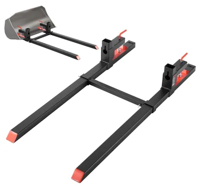 Obrázok produktu pre Paletové vidlice VEVOR, upínací vozík s nosnosťou 907 kg, celková dĺžka 1490 mm, vidlice s nastaviteľnou stabilizačnou tyčou pre prídavné zariadenia na traktory, nakladače s lopatou a šmykom riadené nakladače, čierne