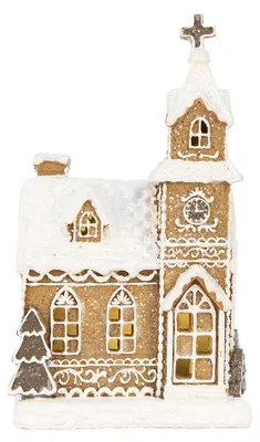 Produktbild von Clayre & Eef Lebkuchenhaus mit LED 14x12x23 cm Braun Kunststoff