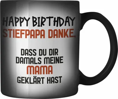 Produktbild von Trendation - Farbwechsel Zauber-Tasse Stiefvater Geschenk Geburtstag - Stiefpapa Geburtstagsgeschenk Farbwechsel Zauber-Tasse Spruch - Bester Stiefvater Geschenkideen (Schwarz)