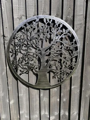 Metall-Wandskulptur Tree of Life, 60 cm, grau, für Innen & Außen