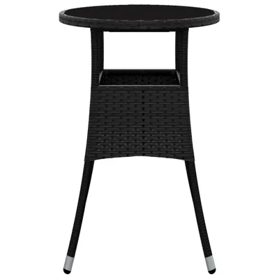 Obrázok produktu pre Záhradný stôl Ø60x75 cm tvrdené sklo a polyratan čierny