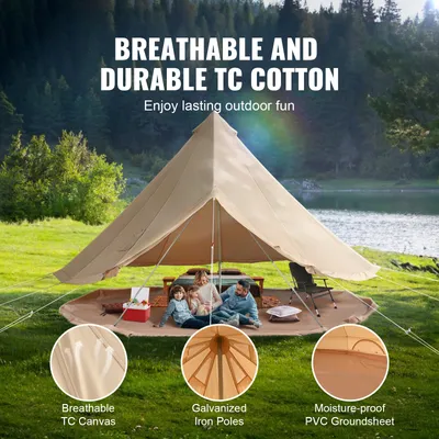Produktbild von Glockenzelt TC-Gewebe 3 m, Jurte Campingzelt 4-Jahreszeiten, mit Herdanschluss Ofenloch, Canvas Zelt | 7,62 cm Ofenloch | 4 Fenster | 20,4 kg