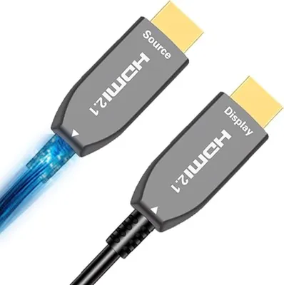 Produktbild von Elfcam - HDMI 8K Glasfaserkabel 200 m (Schwarz) - Ultra-Hochgeschwindigkeit 48 Gbps, HDMI 2.1, 8K@60Hz, 4K@120Hz, HDR10+, eARC, VRR, HDCP 2.3, Kompatibel mit PS5, Xbox, PC, OLED-TV, 8K-Projektor