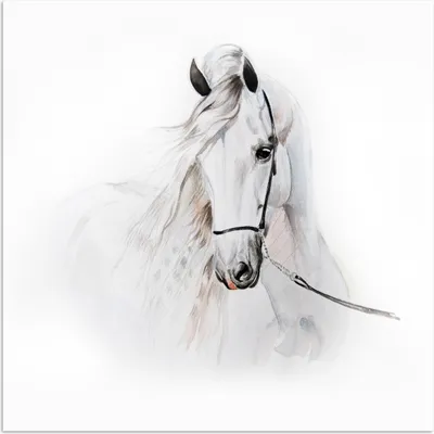 Produktbild von MuchoWow® Poster Pferd - Aquarell - Tiere - Weiß 100x100 cm - Babyzimmer