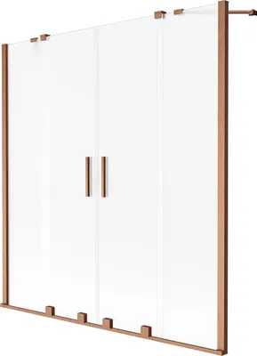 Produktbild von Mexen Velar Duo Badewannen-Faltwand 2-teilig verschiebbar 160 x 150 cm, Milchglas, gebürstetes Kupfer - 896-160-000-32-65