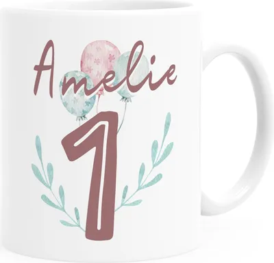 Produktbild von Kindertasse Kunststoff 1.2. Geburtstag Personalisiertes Geschenk personalisierte Namenstasse für Kinder Mädchen SpecialMe® 1 weiß Kunstoff-Tasse