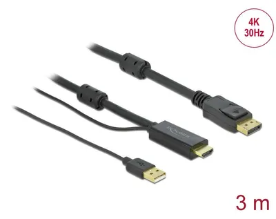 Productafbeelding van Delock HDMI naar DisplayPort kabel, 4K bij 30 Hz, 3 meter