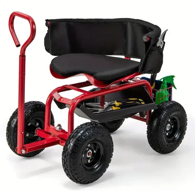 Produktbild von Gartencar – Gartenwagen – Gartenrollwagen – Abfallwagen – Pflasterwagen – Mit 360° schwenkbarem Sitz